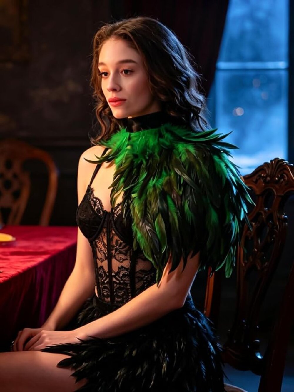 Feather Cape Green Shawl